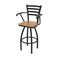 Holland Bar Stool Co Jackie with Arms 36 in. Swivel Bar Stool with Black Wrinkle Finish and Medium Oak Seat 415 - alternate 1